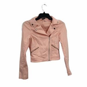 Divided by H & M Sz 2 Pink Crop Motorcycle Jacket